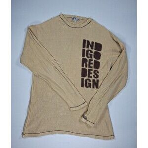 Indigo Red Designs Men XXL Brown Graphic Long Sleeve Shirt Pullover Crewneck 2XL